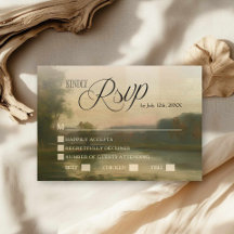 Carte de réponse de mariage avec art de paysage él