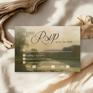 Carte de réponse de mariage avec art de paysage él
