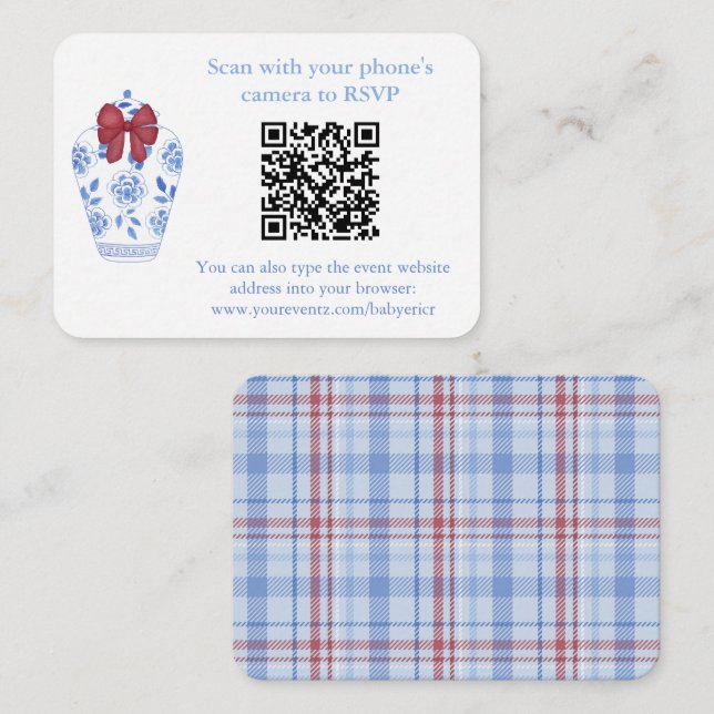 Carte de réponse de mariage avec code QR à motif t (Devant / Derrière)