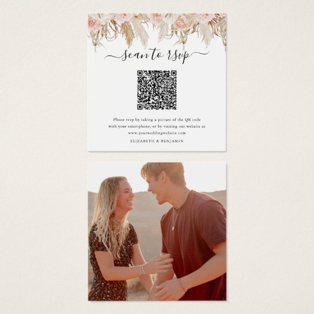 Carte de réponse de mariage avec code QR de l'herb (Devant & derrière)