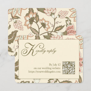 Carte de réponse de mariage avec code QR floral vi