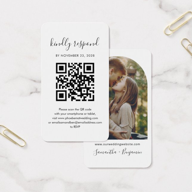 Carte de réponse de mariage avec code QR pour coup (Bureau)