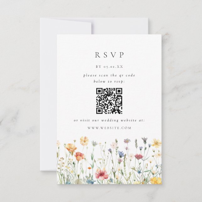 Carte de réponse de mariage avec code QR pour les  (Devant)
