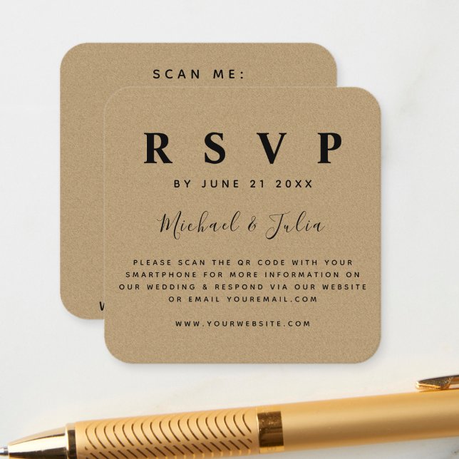 Carte de réponse de mariage avec code QR sur papie (Créateur téléchargé)