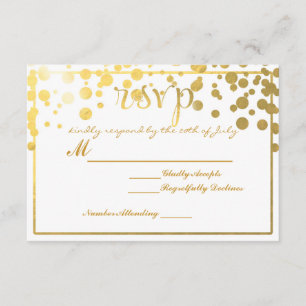 Carte de réponse de mariage avec confettis à feuil