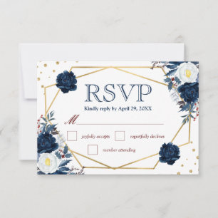 Carte de réponse de mariage avec fleurs d'hiver aq
