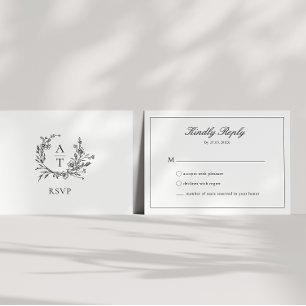 Carte de réponse de mariage avec monogramme de bla