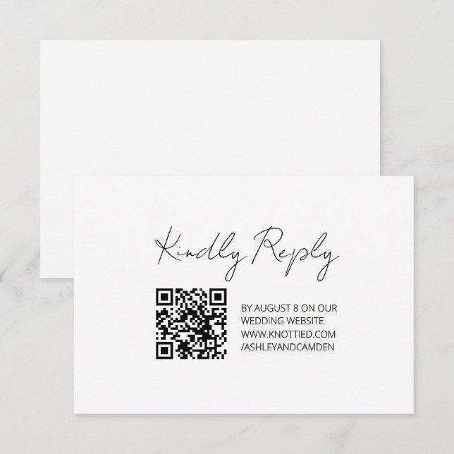 Carte de réponse de mariage avec QR Code moderne (Devant / Derrière)