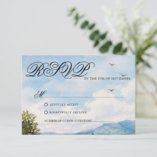 Carte de réponse de mariage avec vue sur la campag