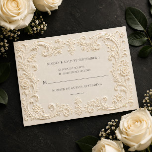 Carte de réponse de mariage baroque floral élégant