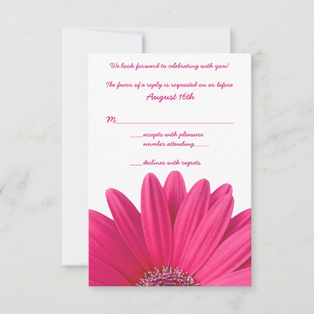 Carte de réponse de mariage blanche avec gerbera r (Devant)