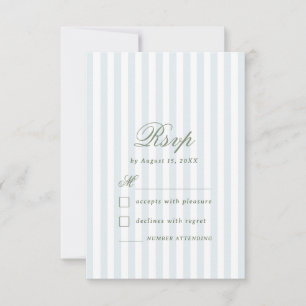 Carte de réponse de mariage bleu côtier avec rayur