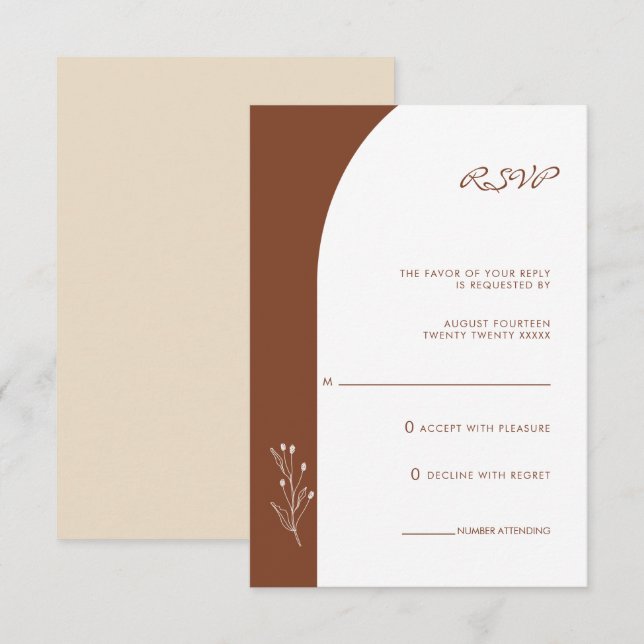 Carte de réponse de mariage bohème en terre cuite  (Devant / Derrière)
