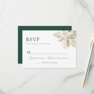 carte de réponse de mariage bohème pampas verdure