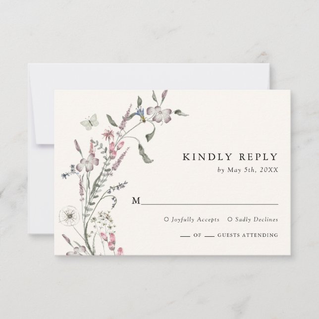 Carte de réponse de mariage boho (Devant)