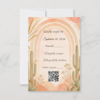 Carte de réponse de mariage Boho Desert Cactus