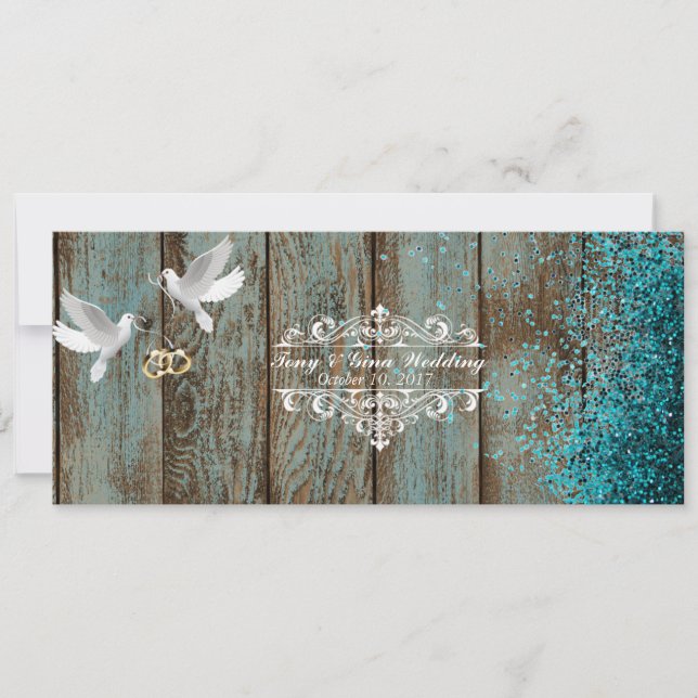 Carte de réponse de mariage Bois en détresse & Col (Devant)