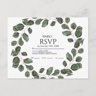 Carte de réponse de mariage botanique à la verdure