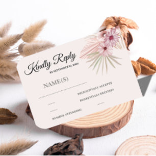 Carte de réponse de mariage botanique boho neutre