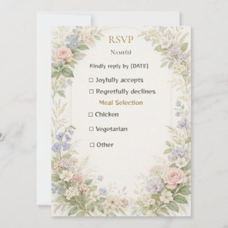 Carte de réponse de mariage botanique élégante ivo
