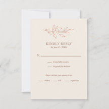 Carte de réponse de mariage botanique en terre cui
