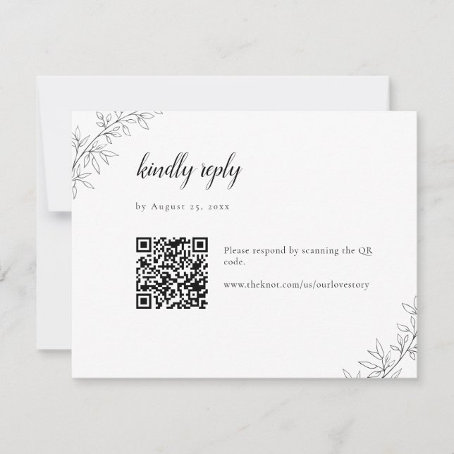 Carte de réponse de mariage botanique minimaliste  (Devant)