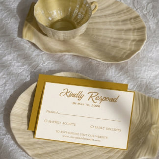 Carte de réponse de mariage botanique or élégant
