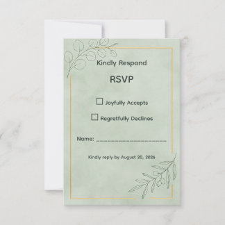 Carte de réponse de mariage botanique vert sauge