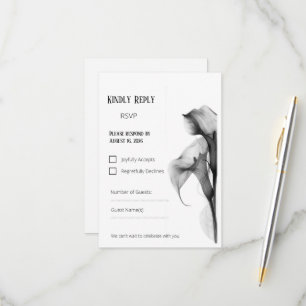Carte de réponse de mariage calla lily noir et bla