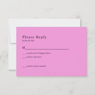 Carte de réponse de mariage céleste noir et rose