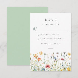 Carte de réponse de mariage champ de fleurs sauvag
