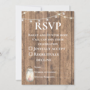 Carte de réponse de mariage champêtre adorable F
