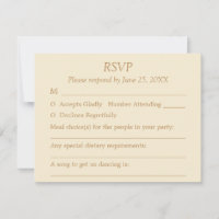 Carte de réponse de mariage Choix de l'invité Crèm