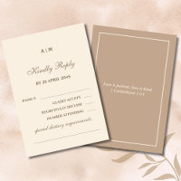 Carte de réponse de mariage chrétien crème taupe a