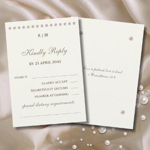 Carte de réponse de mariage chrétien Ivory Pearl 