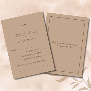 Carte de réponse de mariage chrétien moderne taupe