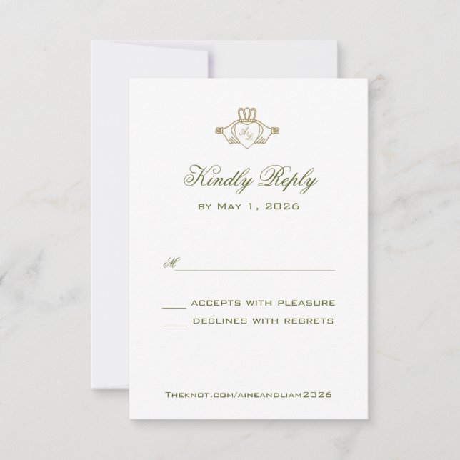 Carte de réponse de mariage Claddagh (Devant)