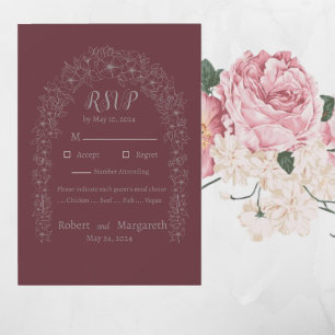 Carte de réponse de Mariage Cllassic Red Flower