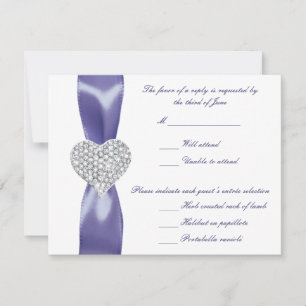 Carte de réponse de mariage Cœur de diamant bleu v