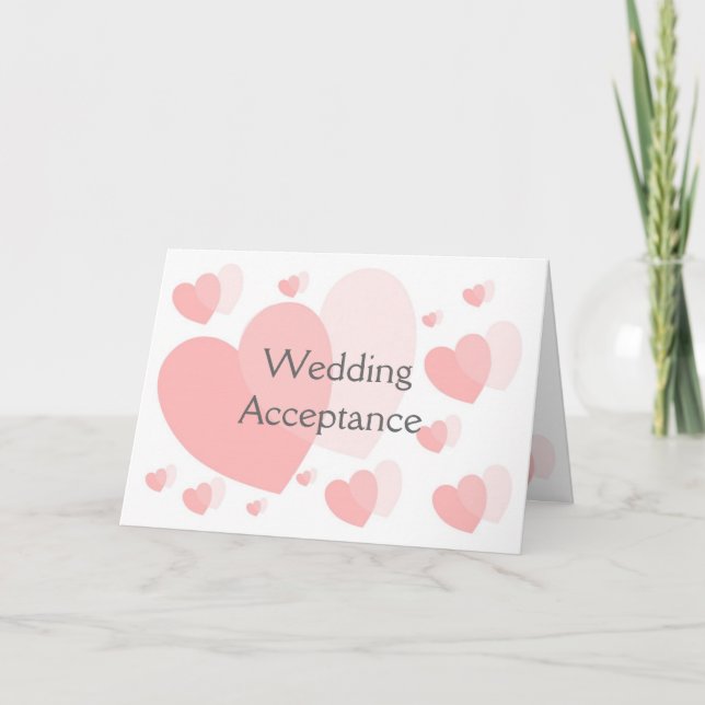 Carte de réponse de mariage Cœurs roses (Devant)