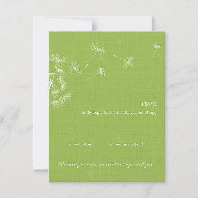 Carte de réponse de mariage Dandelion Wish (Citron (Devant)
