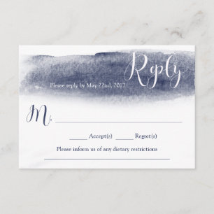 Carte- de réponse de mariage d'aquarelle de bleu
