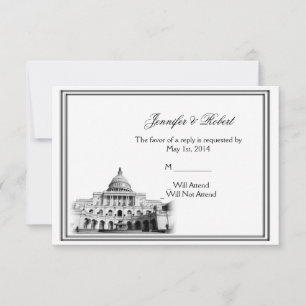 Carte de réponse de mariage de destination Washing