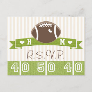 Carte de réponse de mariage de football monogrammé