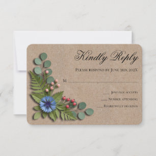 Carte de réponse de mariage de jardin de fleurs sa