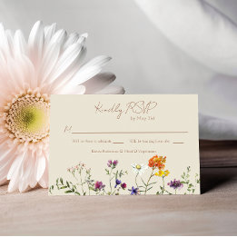 Carte de réponse de mariage de jardin de fleurs sa