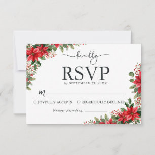 Carte de réponse de mariage de Noël avec floral aq