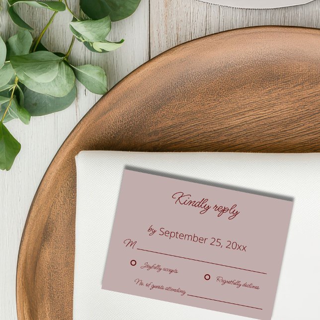 Carte de réponse de mariage Dusty Rose  (Créateur téléchargé)