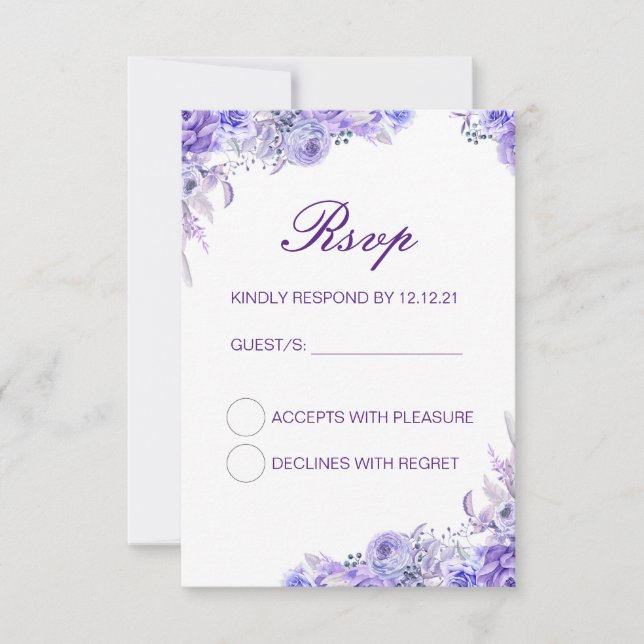 Carte de réponse de mariage éditable, Carte de rép (Devant)