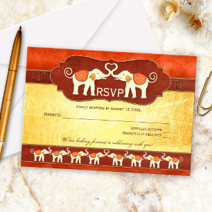 Carte de réponse de mariage élégante aux éléphants
